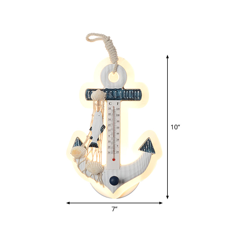 Vivolux | Kinderen Anker Wandmontage Licht Hars LED Parlor Oppervlak Wandlamp met Vissersnet Deco in Wit