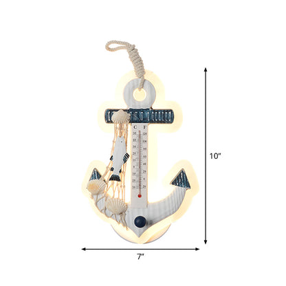 Vivolux | Kinderen Anker Wandmontage Licht Hars LED Parlor Oppervlak Wandlamp met Vissersnet Deco in Wit