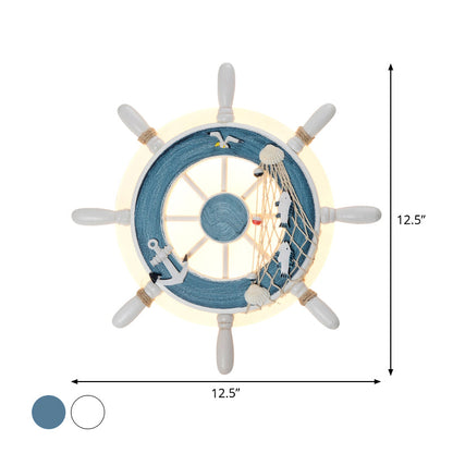 Vivolux | Ruderharz Wandbeleuchtung Ideen Küsten LED Weiß/Blaue Wandmontage Lampe mit Rundem Acrylschirm in Warm/Weiß Licht