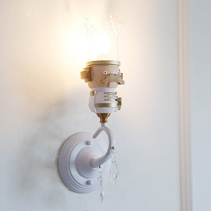 Vivolux | Einzelne Leuchte König Wandleuchte mit klarem Kristall Cartoon Harz Wandleuchte in Weiß für Treppenfoyer