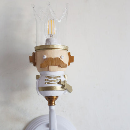 Vivolux | Einzelne Leuchte König Wandleuchte mit klarem Kristall Cartoon Harz Wandleuchte in Weiß für Treppenfoyer