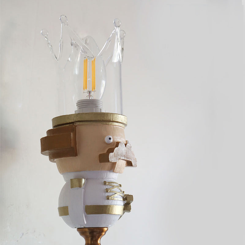 Vivolux | Einzelne Leuchte König Wandleuchte mit klarem Kristall Cartoon Harz Wandleuchte in Weiß für Treppenfoyer