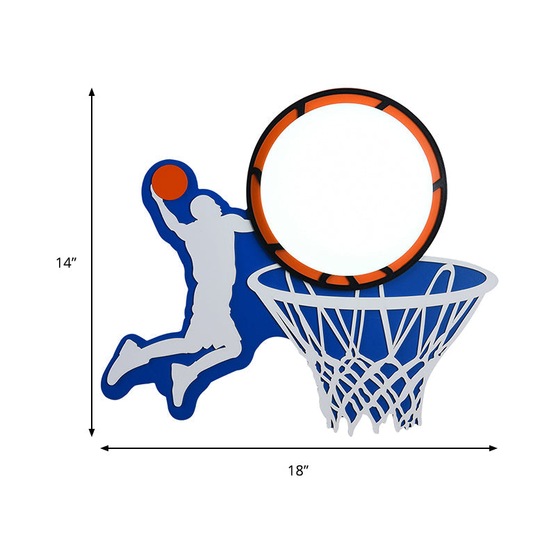 Vivolux | Houten Basketball Ring Wandlamp Sportthema Sconcelamp in Blauw voor Jongens Slaapkamer Trap