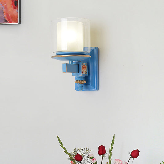 Vivolux | Nordic Stijlvolle Cilinder Wandlamp met Schelp Deco 1 Licht Metaal & Glas Wandlamp voor Trap