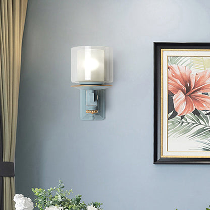 Vivolux | Nordic Stijlvolle Cilinder Wandlamp met Schelp Deco 1 Licht Metaal & Glas Wandlamp voor Trap