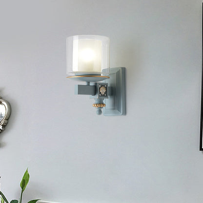 Vivolux | Nordic Stijlvolle Cilinder Wandlamp met Schelp Deco 1 Licht Metaal & Glas Wandlamp voor Trap