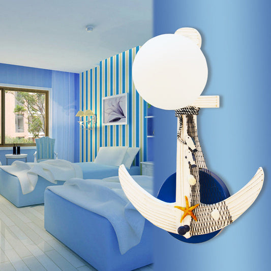 Vivolux | Weiße Orbit Shade Wandlampe mit Anker 1 Licht Nautische Metall Wandlicht für Haustür