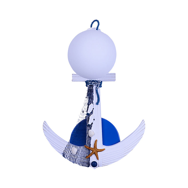 Vivolux | Weiße Orbit Shade Wandlampe mit Anker 1 Licht Nautische Metall Wandlicht für Haustür