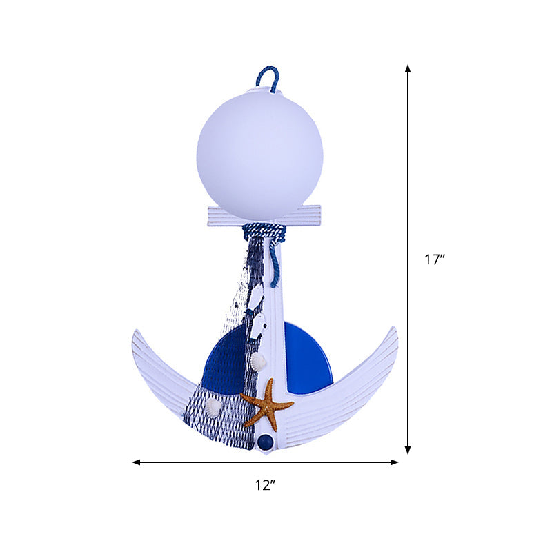 Vivolux | Weiße Orbit Shade Wandlampe mit Anker 1 Licht Nautische Metall Wandlicht für Haustür