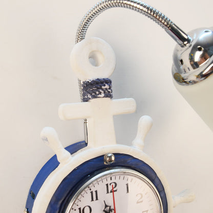 Vivolux | Nautische Stijl Rader Wandlamp met Klok 1 Licht Hout & Glas Wandlamp in Wit voor Baby Kamer