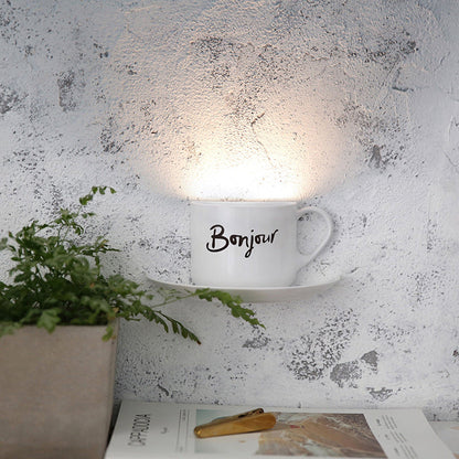 Vivolux | Witte Koffiekop Wandlamp Modern Lief Metaal LED Nachtlamp in Wit voor Café