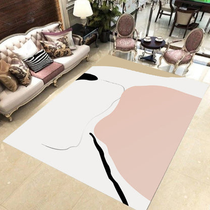 Vivolux | Witte en Roze Slaapkamer Tapijt Noviteit Kleurblokpatroon Tapijt Polyester Wasbaar Gebied Tapijt