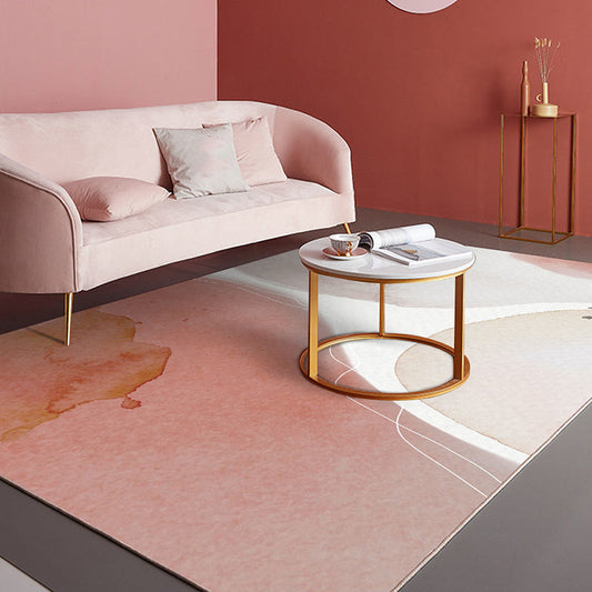 Vivolux | Roze en Witte Slaapkamer Tapijt Noviteit Kleurblokpatroon Tapijt Polyester Wasbaar Vloerkleed
