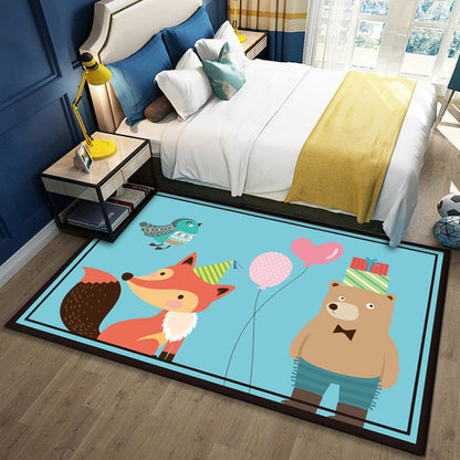 Vivolux | Schöner Multicolor Kinderteppich Polyester Tiermuster Teppich Waschbar Haustierfreundlicher Rutschfester Teppich für das Kinderzimmer