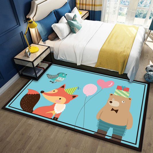 Vivolux | Schöner Multicolor Kinderteppich Polyester Tiermuster Teppich Waschbar Haustierfreundlicher Rutschfester Teppich für das Kinderzimmer