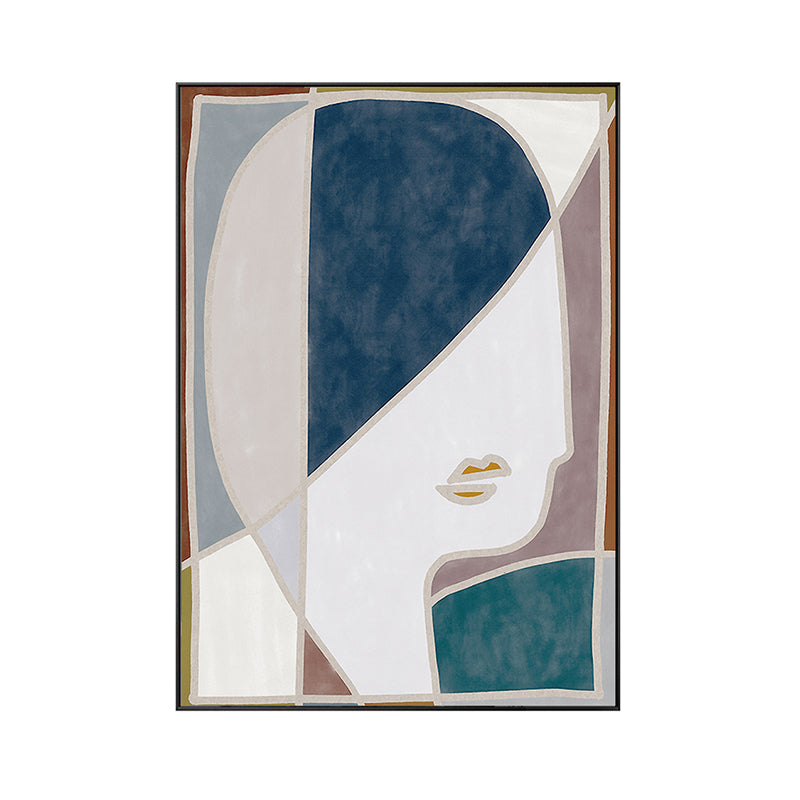 Vivolux | Farbblockierung Figur Zeichnung Leinwand Funky Texturiertes Wandkunst Drucken in Blau für Mädchenzimmer
