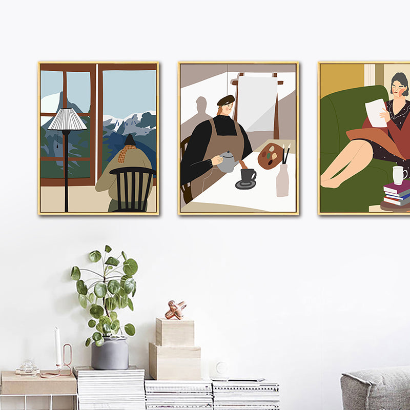 Vivolux | Zeichnung Mädchen Tag Wandkunst Funky Trendige Figur Wanddeko in Pastellfarbe für das Wohnzimmer