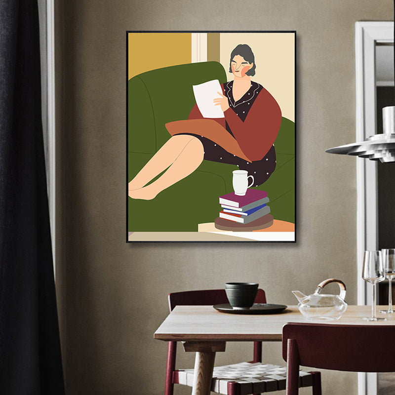 Vivolux | Zeichnung Mädchen Tag Wandkunst Funky Trendige Figur Wanddeko in Pastellfarbe für das Wohnzimmer