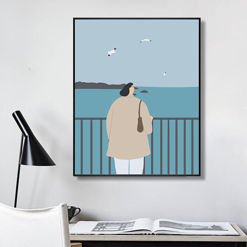 Vivolux | Zeichnung Mädchen Tag Wandkunst Funky Trendige Figur Wanddeko in Pastellfarbe für das Wohnzimmer