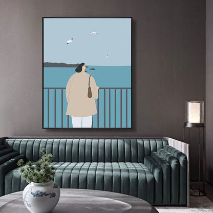 Vivolux | Zeichnung Mädchen Tag Wandkunst Funky Trendige Figur Wanddeko in Pastellfarbe für das Wohnzimmer