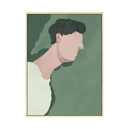 Vivolux | Jungenfigur Zeichnung Wandkunst Dekor Funky Texturierte Leinwanddruck in Grün für das Schlafzimmer