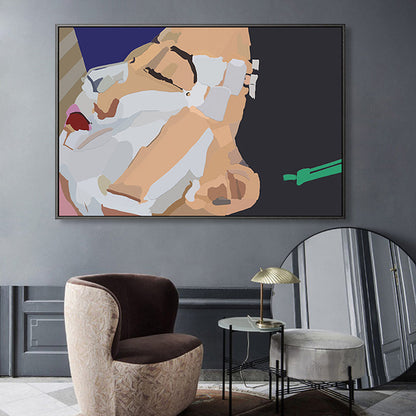 Vivolux | Illustration Rote Lippen Leinwanddruck Texturiert Funky Jungenzimmer Wandkunst Dekor in Weiß