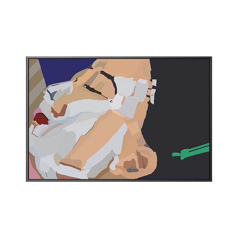 Vivolux | Illustration Rote Lippen Leinwanddruck Texturiert Funky Jungenzimmer Wandkunst Dekor in Weiß