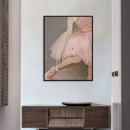 Vivolux | Glam Ballet Girl Wandkunst Druck Leinwand Texturiert Rosa Wanddeko für das Wohnzimmer
