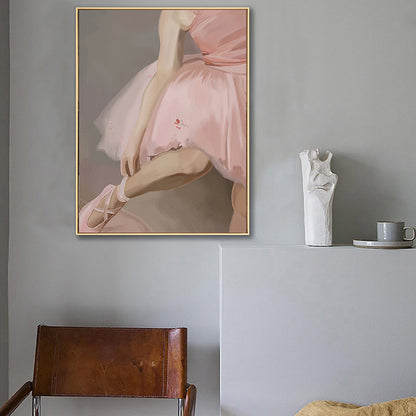 Vivolux | Glam Ballet Girl Wandkunst Druck Leinwand Texturiert Rosa Wanddeko für das Wohnzimmer