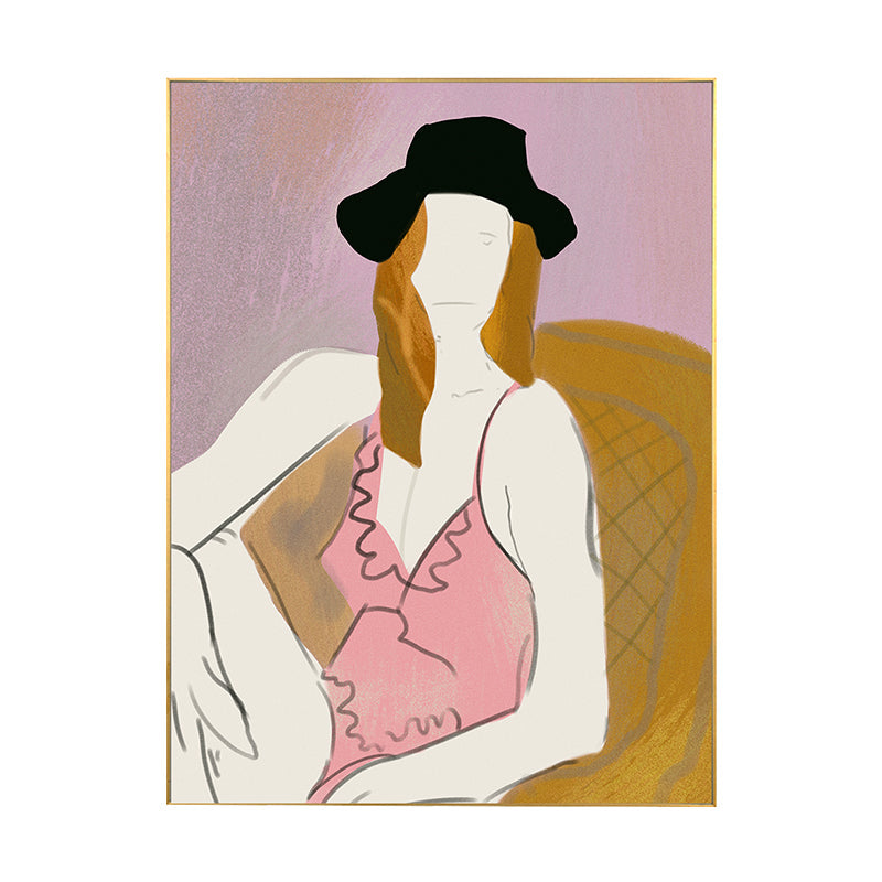 Vivolux | Mädchen im Bodysuit Kunstdruck Pink Funky Wanddeko für das Schlafzimmer, Mehrere Größen verfügbar