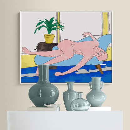 Vivolux | Nude Couch Potato Wandkunst Strukturierte Funky Jungenzimmer Leinwanddruck, Vielzahl von Größenoptionen