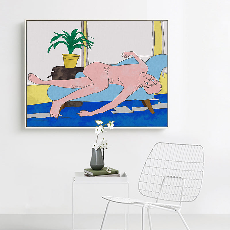 Vivolux | Nude Couch Potato Wandkunst Strukturierte Funky Jungenzimmer Leinwanddruck, Vielzahl von Größenoptionen