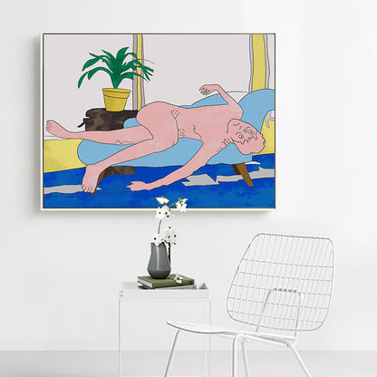 Vivolux | Nude Couch Potato Wandkunst Strukturierte Funky Jungenzimmer Leinwanddruck, Vielzahl von Größenoptionen