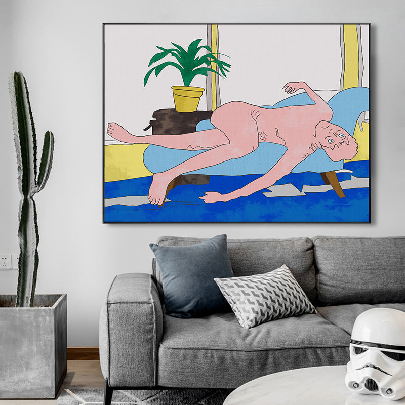 Vivolux | Nude Couch Potato Wandkunst Strukturierte Funky Jungenzimmer Leinwanddruck, Vielzahl von Größenoptionen