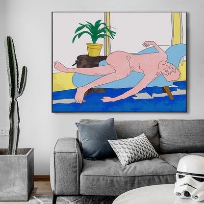 Vivolux | Nude Couch Potato Wandkunst Strukturierte Funky Jungenzimmer Leinwanddruck, Vielzahl von Größenoptionen