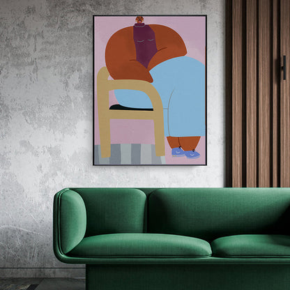 Vivolux | Texturiertes Mädchen Nachdenkliches Kunstdruck-Leinwand Funky Wanddekor für Flur, Sanfte Farbe
