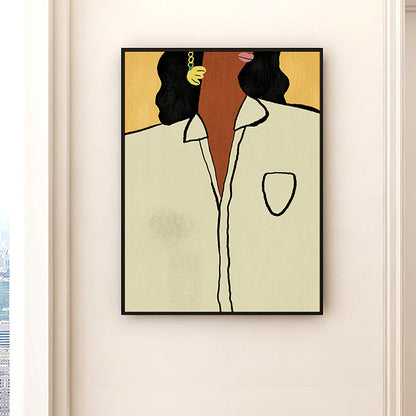 Vivolux | Frau mit Ohrringen Wandkunst Texturiert Funky Wohnzimmer Leinwanddruck zur Dekoration