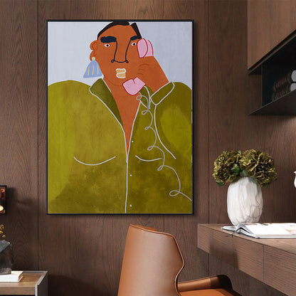 Vivolux | Frau mit Ohrringen Wandkunst Texturiert Funky Wohnzimmer Leinwanddruck zur Dekoration