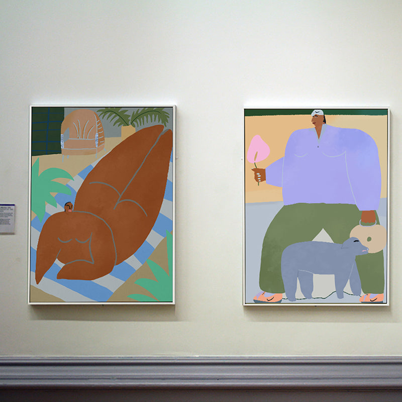 Vivolux | Figur Wandkunst Druck Schlafzimmer Illustration Spaß Zeit des Riesen Leinwand in sanften Farben für Dekor