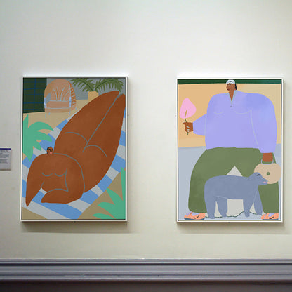 Vivolux | Figur Wandkunst Druck Schlafzimmer Illustration Spaß Zeit des Riesen Leinwand in sanften Farben für Dekor