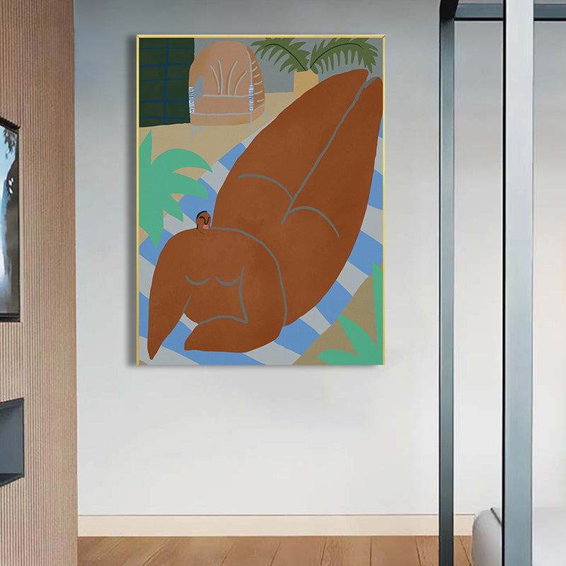 Vivolux | Figur Wandkunst Druck Schlafzimmer Illustration Spaß Zeit des Riesen Leinwand in sanften Farben für Dekor