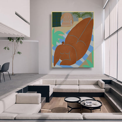 Vivolux | Figur Wandkunst Druck Schlafzimmer Illustration Spaß Zeit des Riesen Leinwand in sanften Farben für Dekor