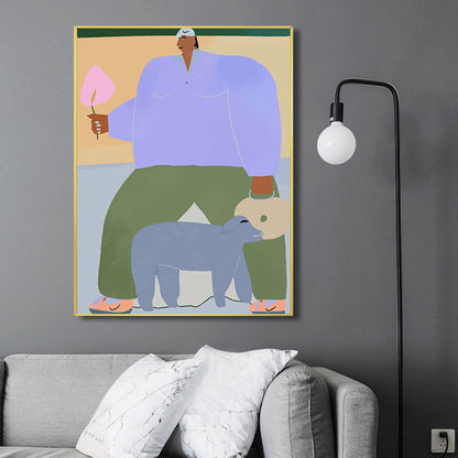 Vivolux | Figur Wandkunst Druck Schlafzimmer Illustration Spaß Zeit des Riesen Leinwand in sanften Farben für Dekor