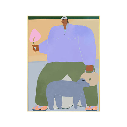 Vivolux | Figur Wandkunst Druck Schlafzimmer Illustration Spaß Zeit des Riesen Leinwand in sanften Farben für Dekor