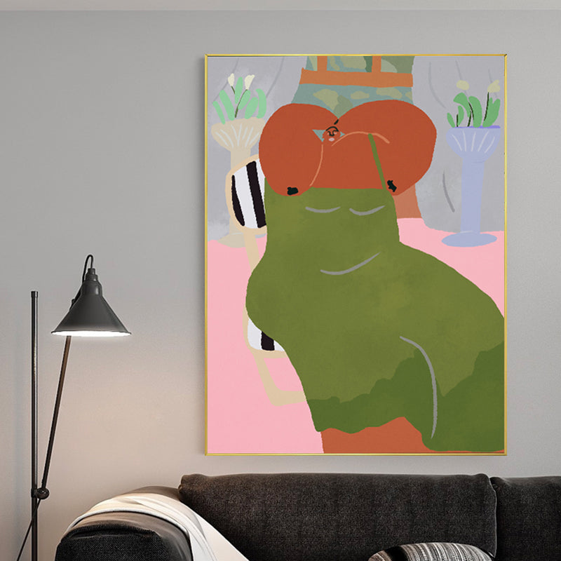 Vivolux | Figur Wandkunst Druck Schlafzimmer Illustration Spaß Zeit des Riesen Leinwand in sanften Farben für Dekor
