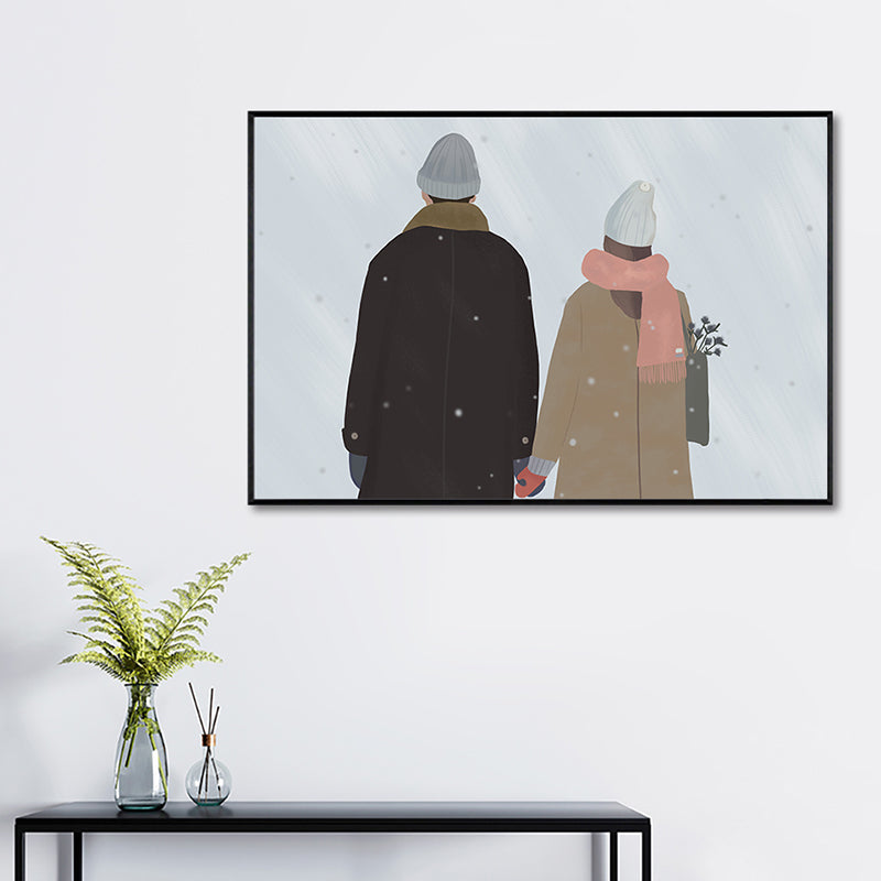 Vivolux | Illustration Pop-Art-Leinwanddruck mit Figurenmuster in dunkler Farbe für das Wohnzimmer