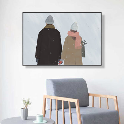 Vivolux | Illustration Pop-Art-Leinwanddruck mit Figurenmuster in dunkler Farbe für das Wohnzimmer