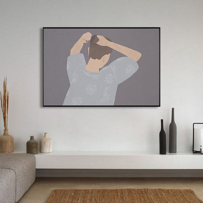 Vivolux | Illustration Pop-Art-Leinwanddruck mit Figurenmuster in dunkler Farbe für das Wohnzimmer