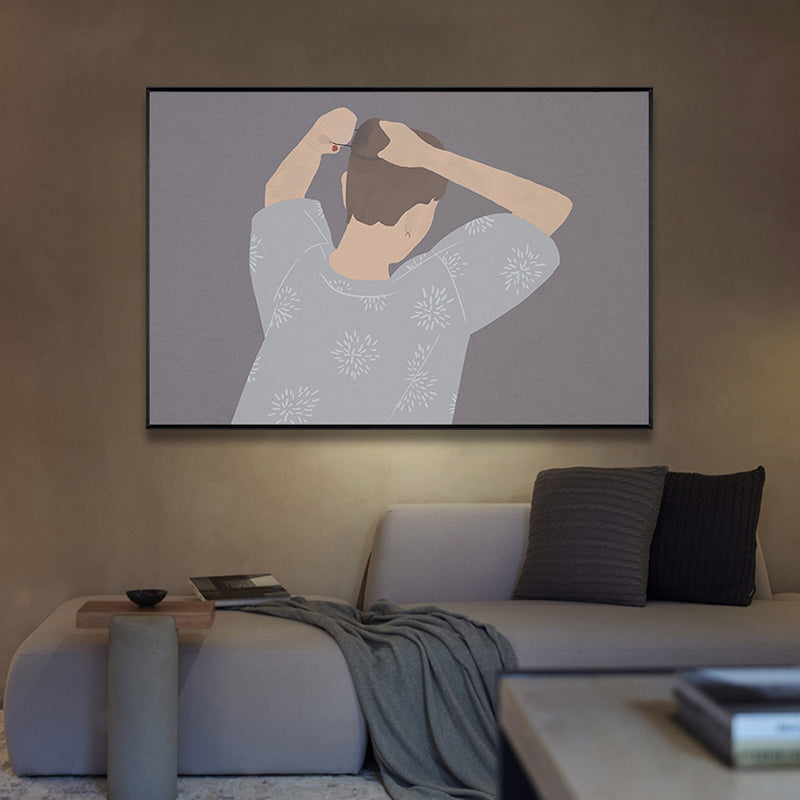 Vivolux | Illustration Pop-Art-Leinwanddruck mit Figurenmuster in dunkler Farbe für das Wohnzimmer