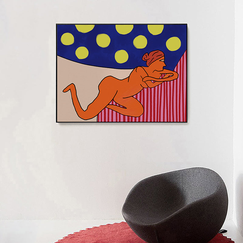 Vivolux | Pastell Nude Frauen Wandkunst Comics Figuren Funky Texturierte Leinwanddruck für Schlafzimmer